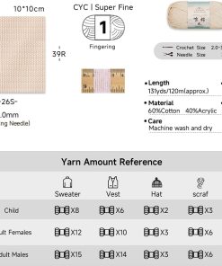 Alternative view of Susan's Family 4Ply Yarn Combo 10 Packs  60% Cotton 40% Acrylic Yarn for Knitting & Crochet. DIY Scarf & Blanket Pattern & Video Tutorials. Handmade Gift - Color Master (07#Luck Red)
