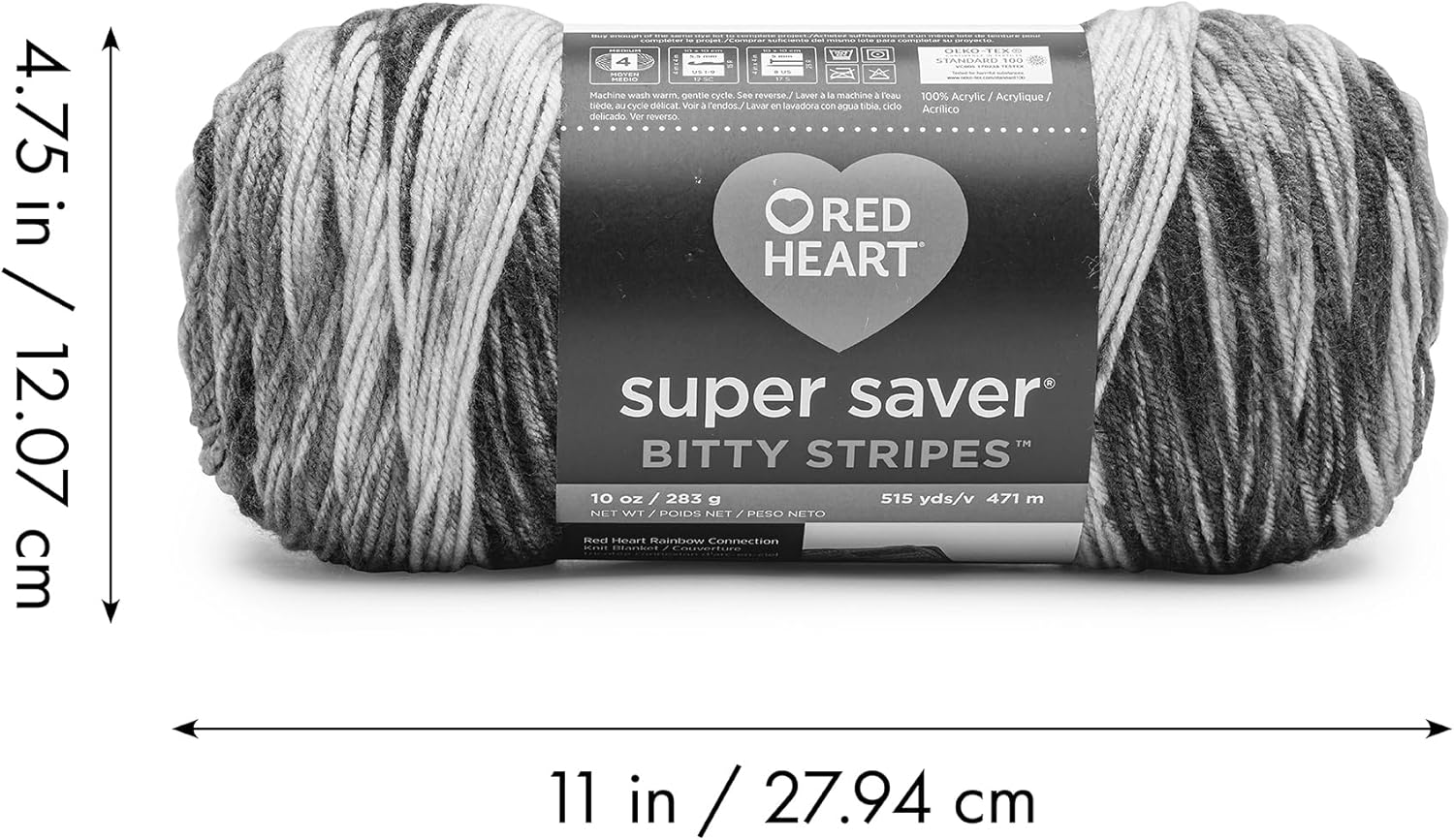 Red Heart Super Saver Bitty Stripes Sunset Beach Yarn - 2 Pack of 10oz/283g - 100% Acrylic - #4 Worsted (Medium) - 515 Yards - Knitting/Crochet - Image 8