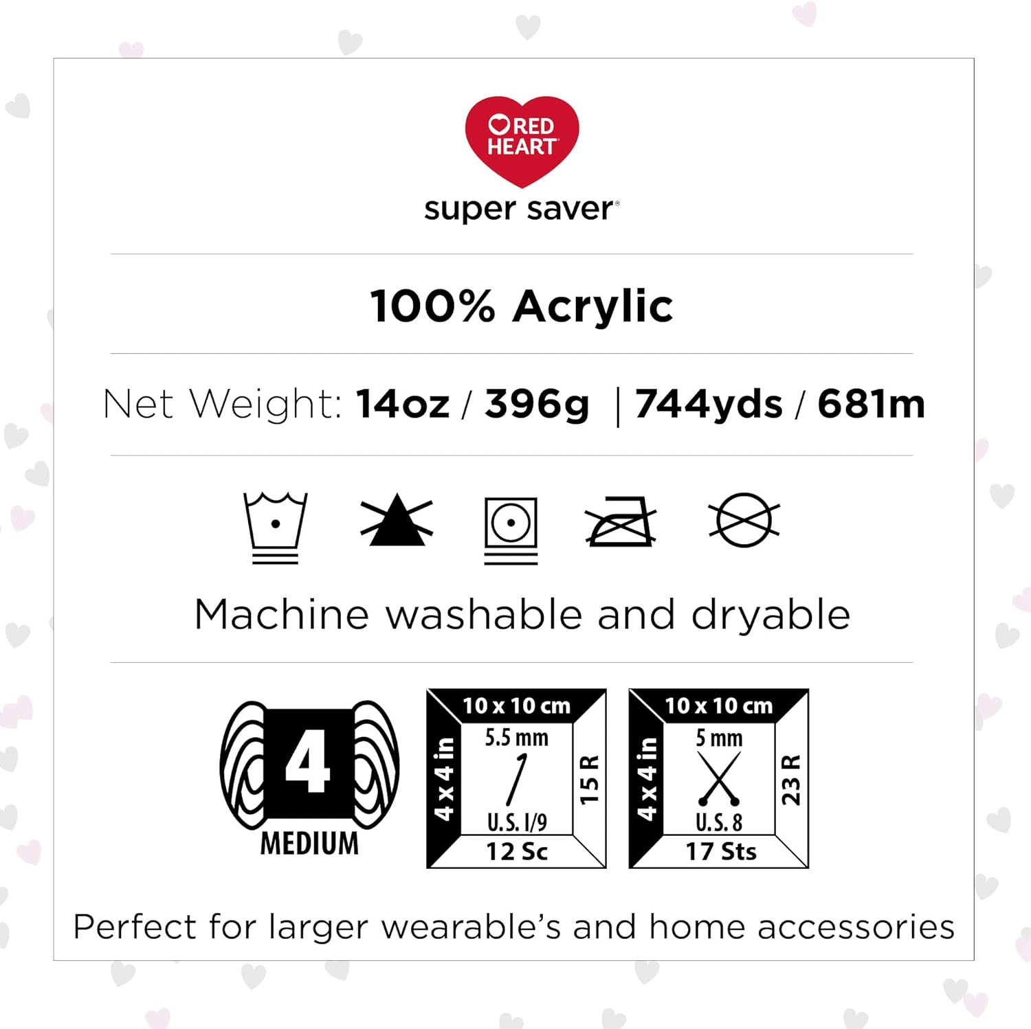 Red Heart Super Saver Jumbo White Yarn - 2 Pack of 396g/14oz - Acrylic - 4 Medium (Worsted) - 744 Yards - Knitting/Crochet - Image 5