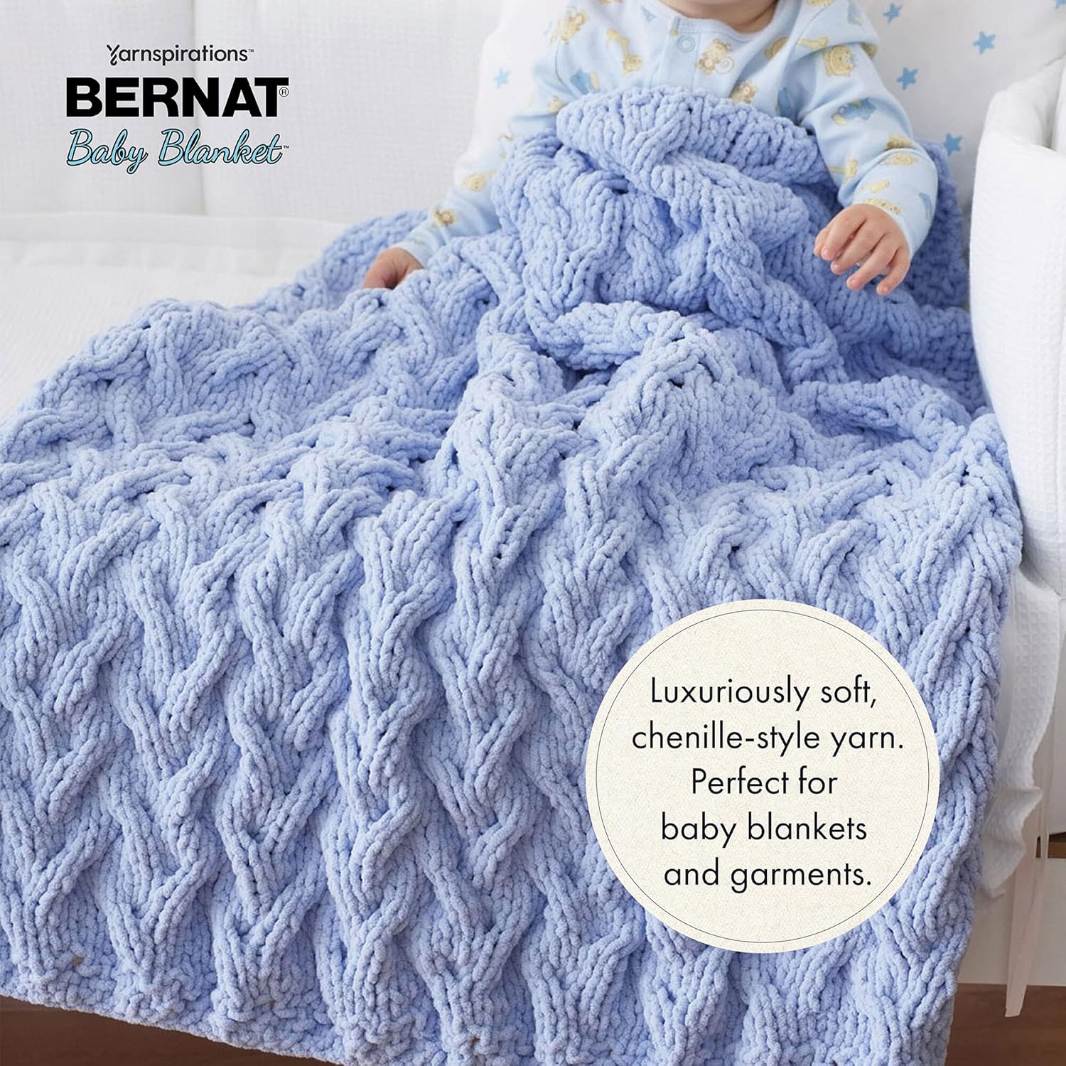 Bernat BABY BLANKET BB White Yarn - 1 Pack of 10.5oz/300g - Polyester - #6 Super Bulky - 220 Yards - Knitting/Crochet - Image 2