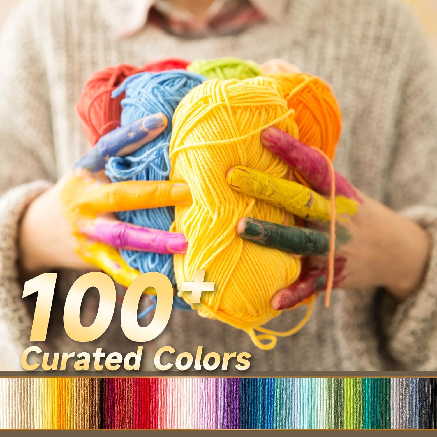 Susan's Family 4Ply Yarn Combo 10 Packs 60% Cotton 40% Acrylic Yarn for Knitting & Crochet. DIY Scarf & Blanket Pattern & Video Tutorials. Handmade Gift - Color Master (07#Luck Red) - Image 3