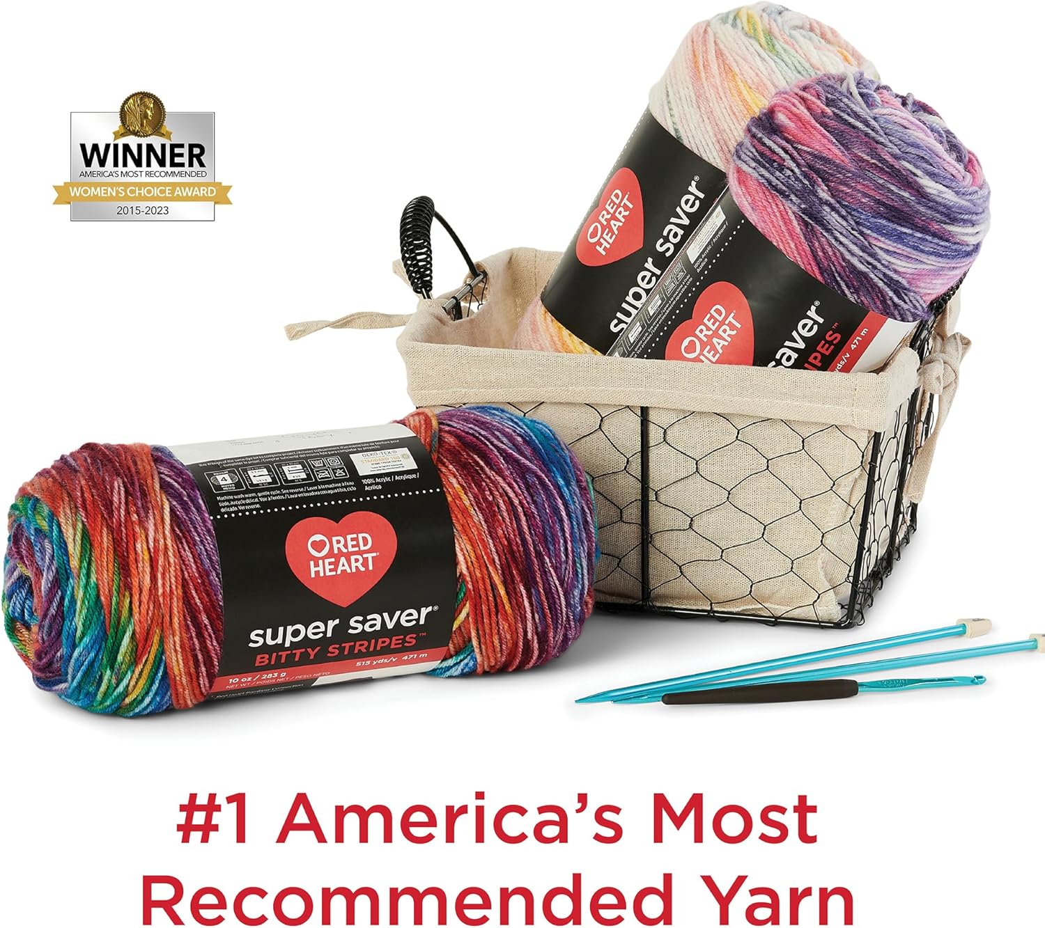 Red Heart Super Saver Bitty Stripes Sunset Beach Yarn - 2 Pack of 10oz/283g - 100% Acrylic - #4 Worsted (Medium) - 515 Yards - Knitting/Crochet - Image 2